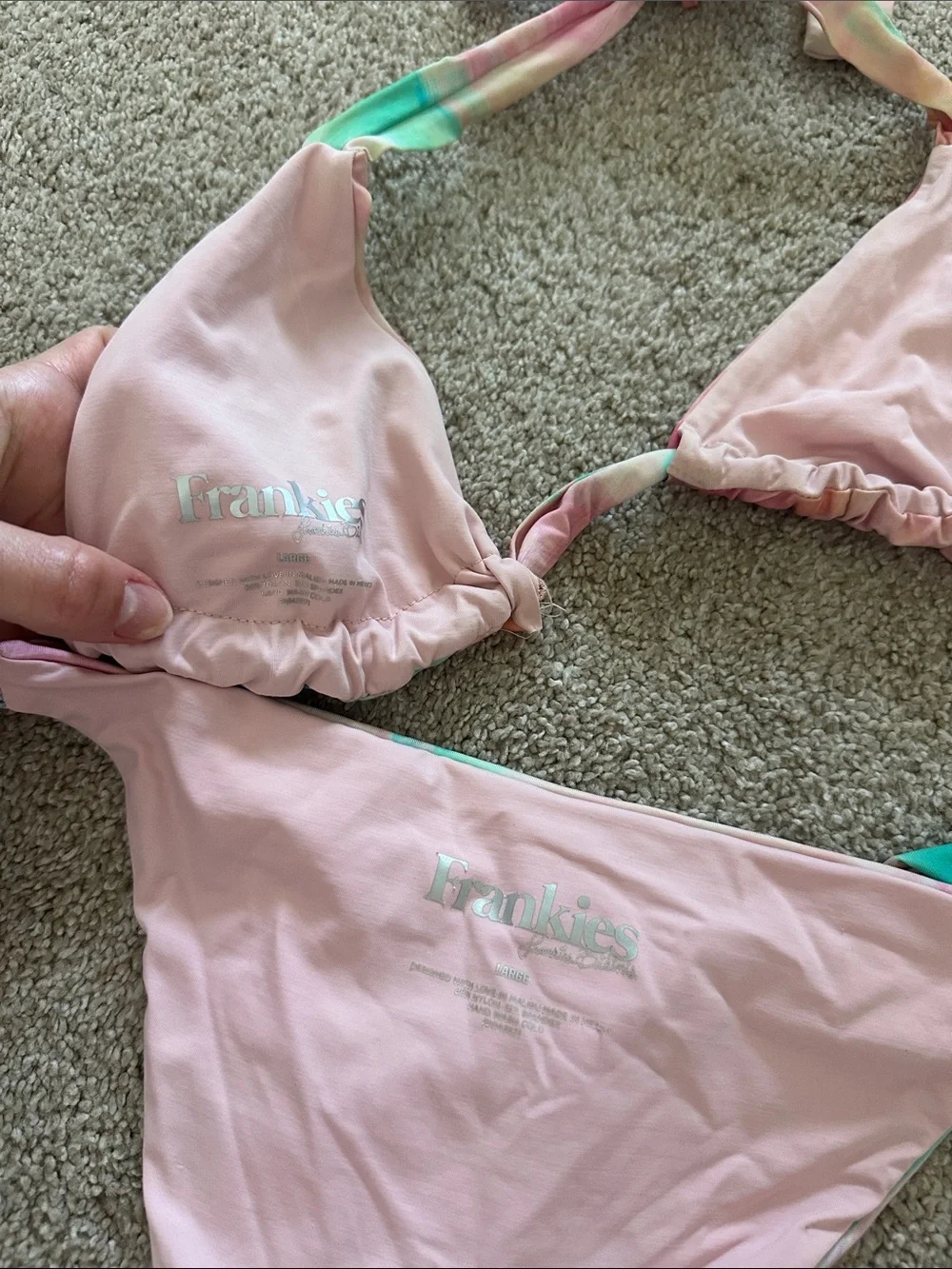 Frankie's Bikinis Pink Trippy Tie Dye Bikini Set
